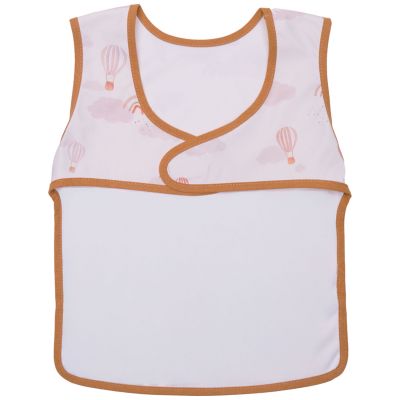 Bavoir intégral en tissu imperméable souple montgolfières crème et camel