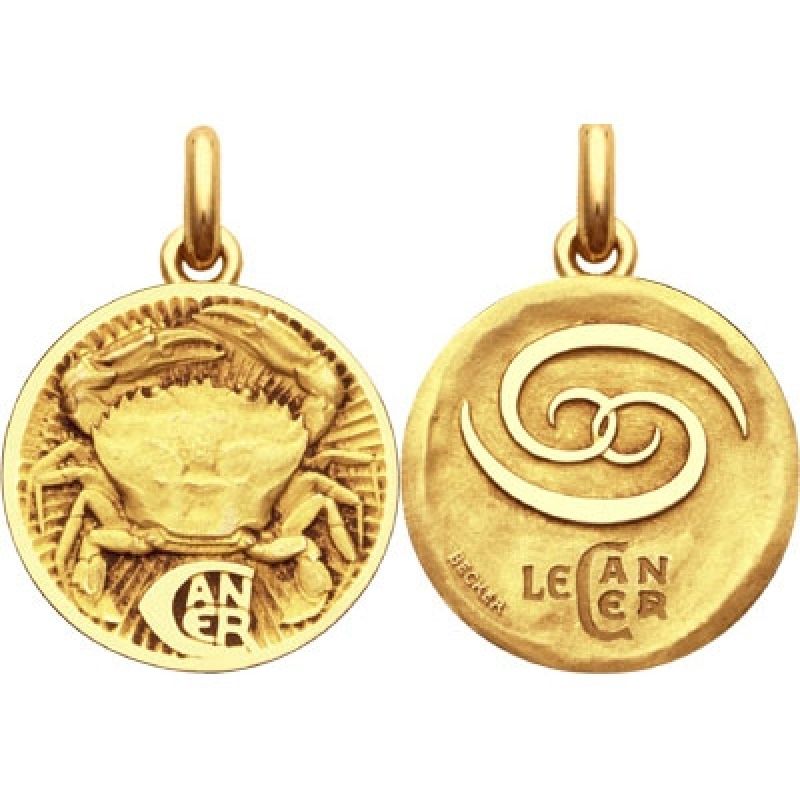 Médaille signe Cancer (avec revers) (or jaune 750°) Becker