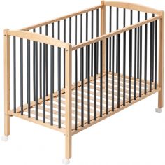 Lit à barreaux en bois Arthur hybride anthracite (60 x 120 cm) - Combelle