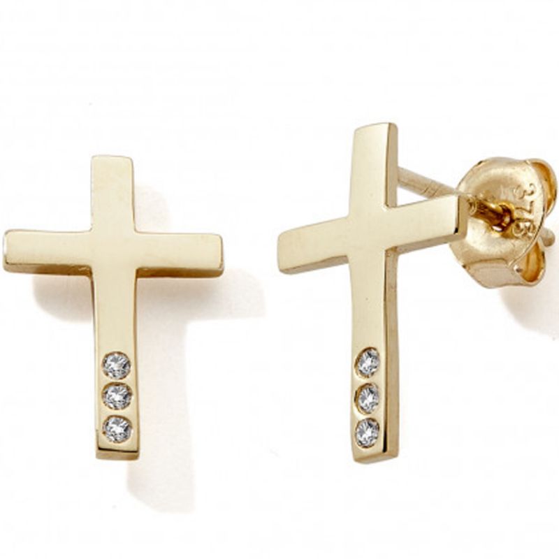 Boucles d'oreilles Croix (or jaune 375°) Baby bijoux
