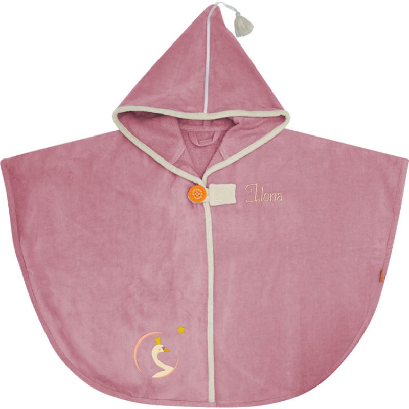 Poncho de bain cygne vieux rose personnalisable (0-5 ans) L'oiseau bateau Produit 1