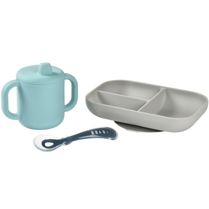 Coffret d'apprentissage en silicone blue (3 pièces) Béaba