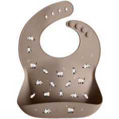 Bavoir en silicone Minouche taupe - Zakuw