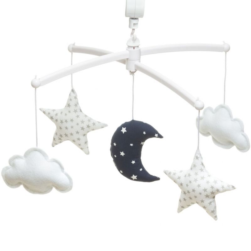 Mobile musical Lune bleu marine (mélodie au choix) Pouce et Lina