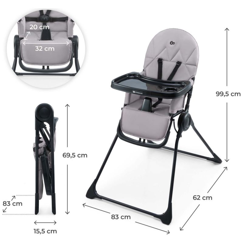 Chaise haute Binci Grey Kinderkraft Produit 7