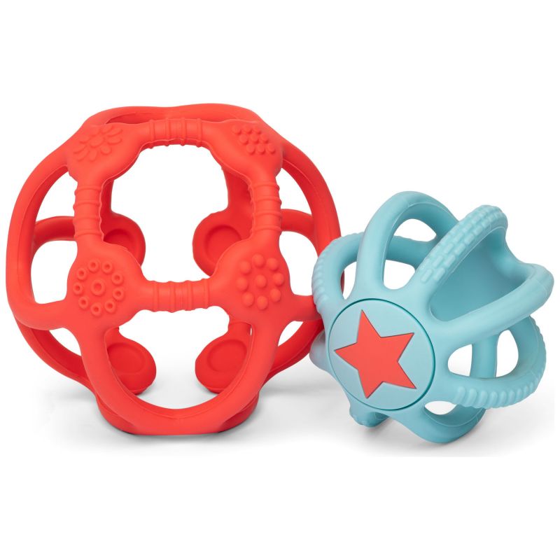 Lot de 2 balles sensorielles en silicone Orange et bleu Little L Produit 3