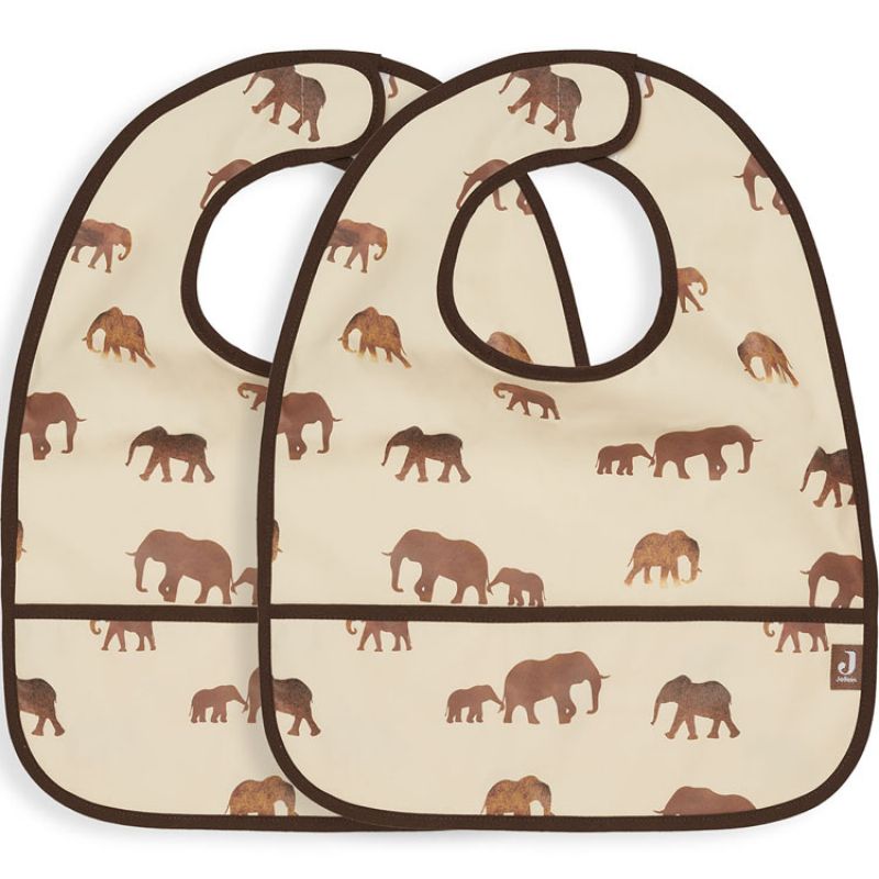 Lot de 2 bavoirs waterproof Savannah éléphant Jollein