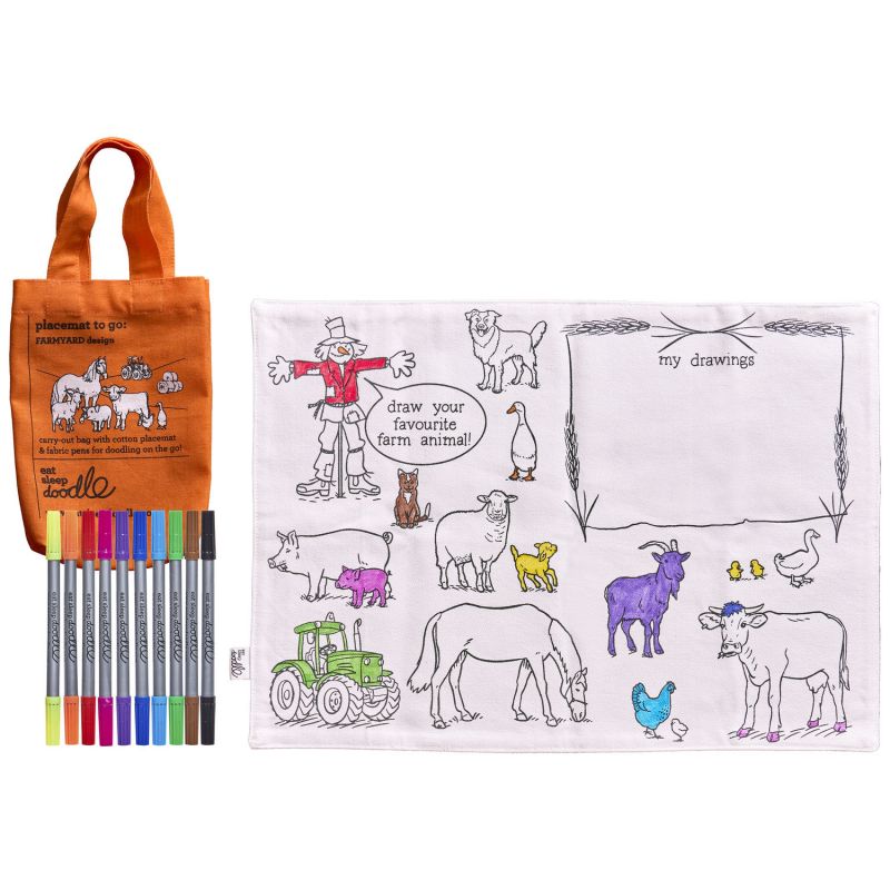 Set de table à colorier lavable et réutilisable Ferme avec 10 feutres Eatsleepdoodle Produit 3