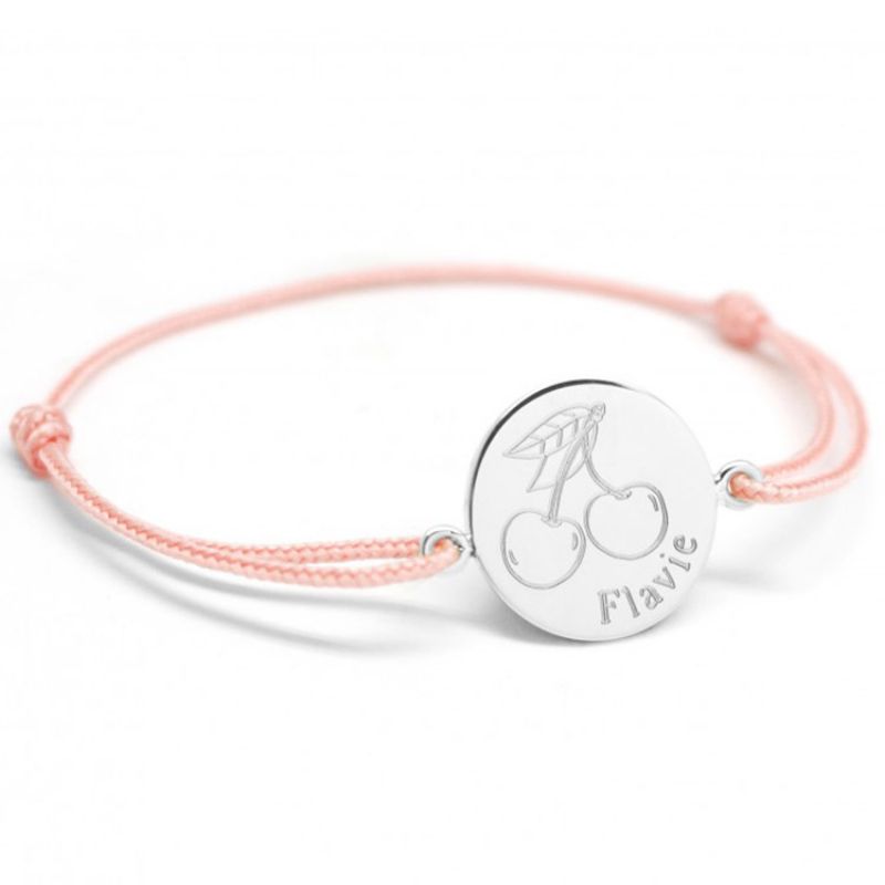 Bracelet cordon Cerise personnalisable (argent 925°) Petits trésors