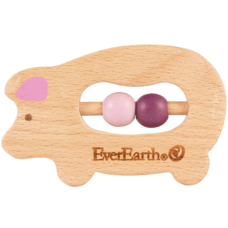 Hochet en bois cochon EverEarth