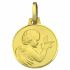 Médaille ronde Ange à la colombe 14 mm bord brillant (or jaune 750°) - Premiers Bijoux