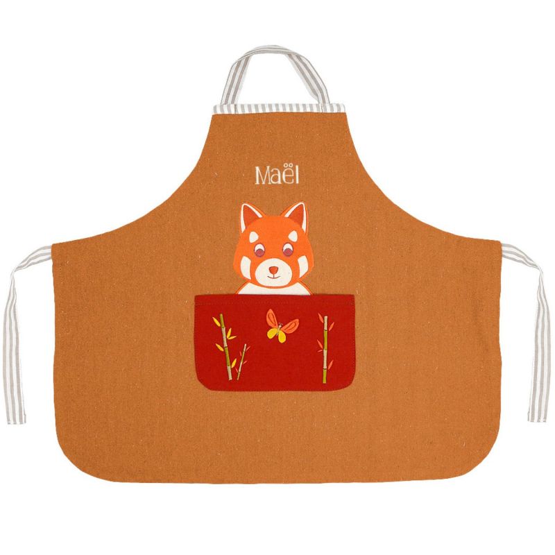 Tablier Tchikis 3 Panda Roux personnalisable (2-6 ans) L'oiseau bateau Produit 1