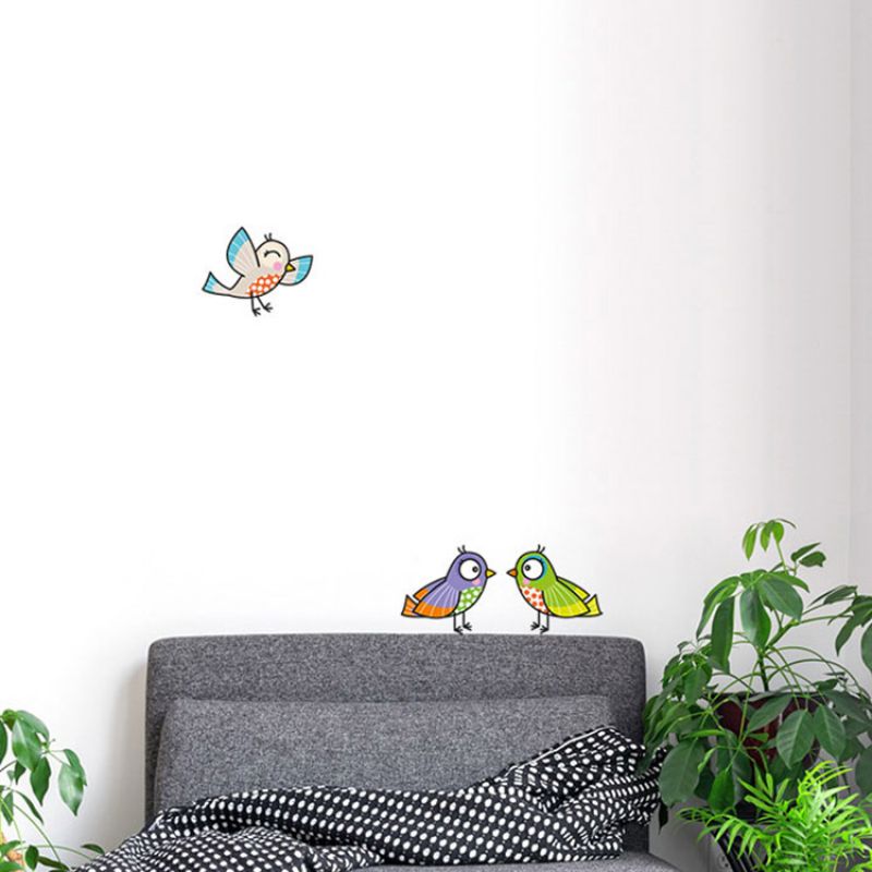 Stickers muraux 3 oiseaux bleu, violet, vert Série-Golo