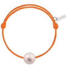 Bracelet enfant Baby Pearly cordon mandarine perle blanche 7mm (or blanc 750°)  par Claverin