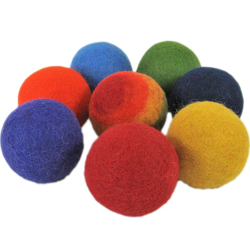 Lot de 8 balles en feutrine Rainbow (7 cm) Papoose
