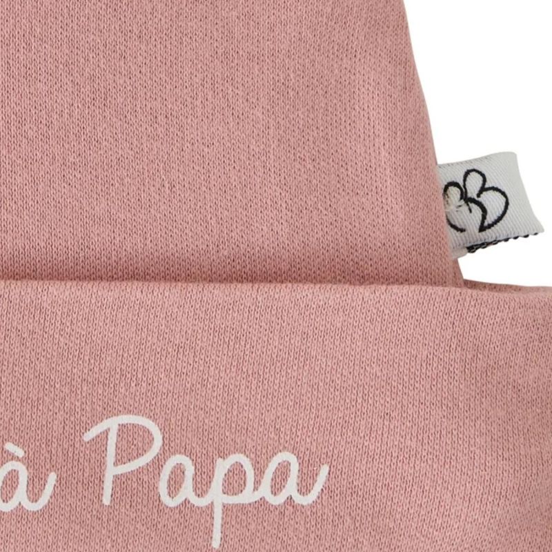 Bonnet de naissance doublé pur coton Mon cœur est à Papa rose thé BB & Co Produit 2