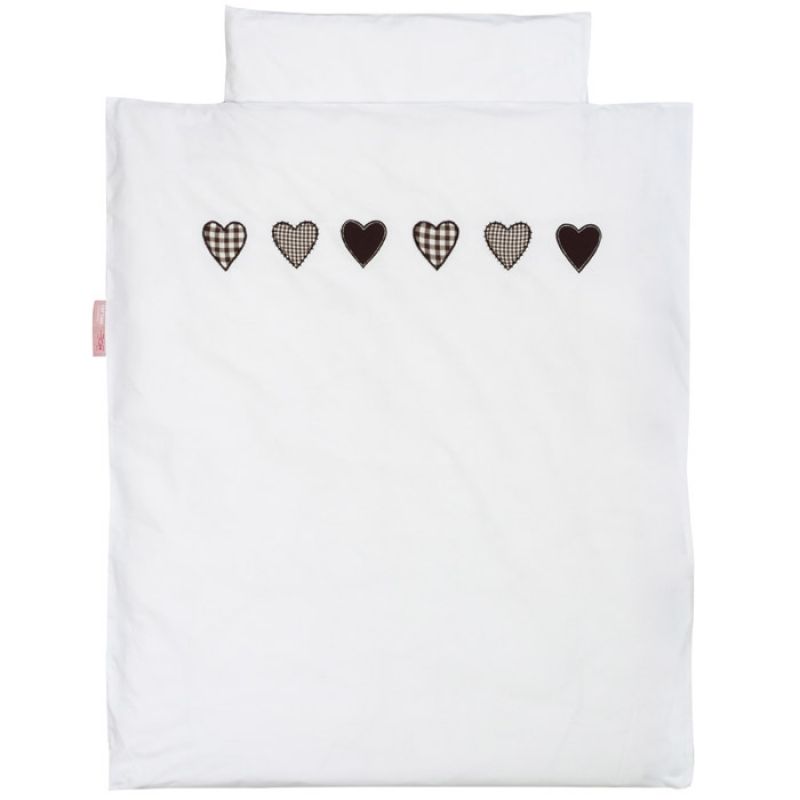 Housse de couette et taie d'oreiller Coeur patchwork chocolat (100 x 135 cm) Taftan