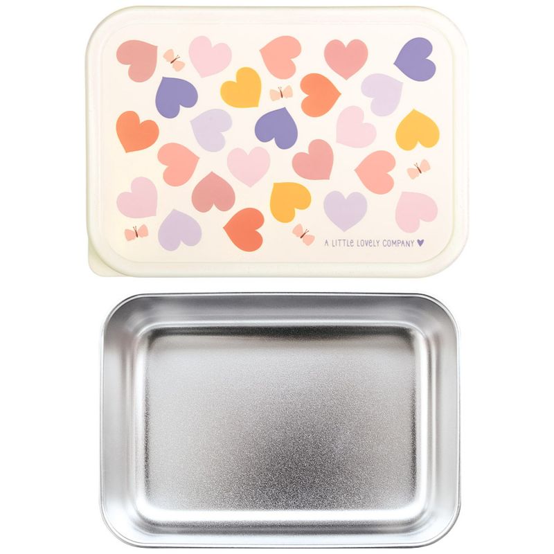 Lunch box en acier inoxydable Cœurs A Little Lovely Company Produit ouvert 4