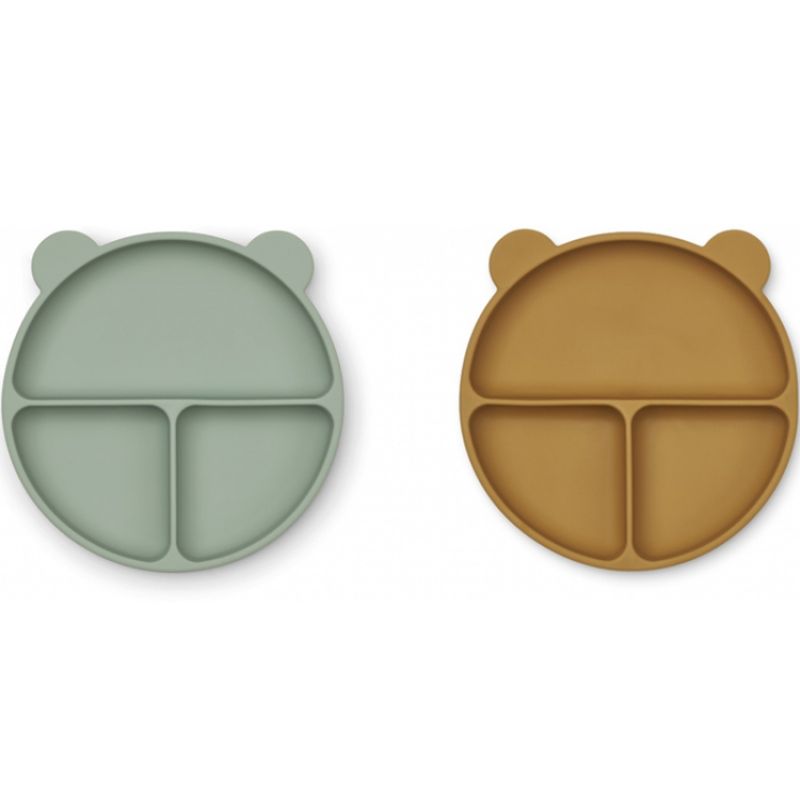 Lot de 2 assiettes à compartiments Merrick Peppermint golden caramel mix Liewood
