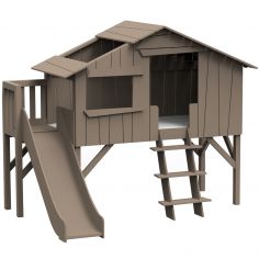 Lit cabane avec toboggan finition laquée (coloris au choix) - Mathy by bols