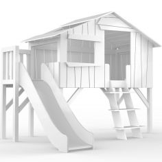 Lit cabane avec toboggan finition laquée (coloris au choix)