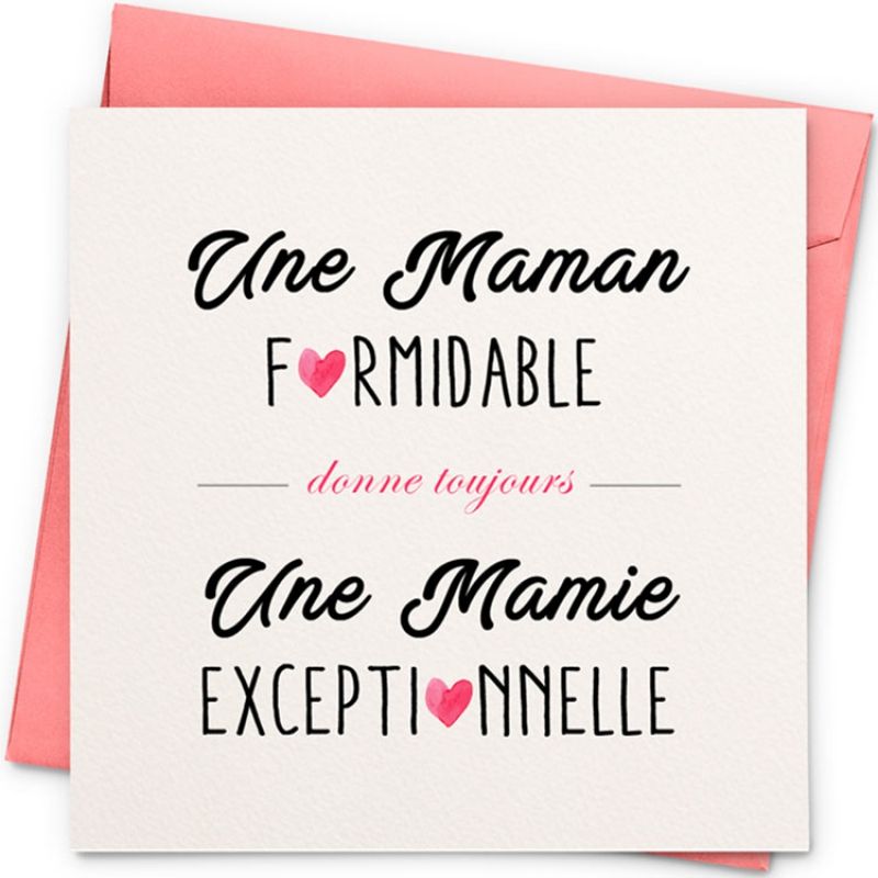 Carte Mamie exceptionnelle (13 x 13 cm) La Poupette à paillettes