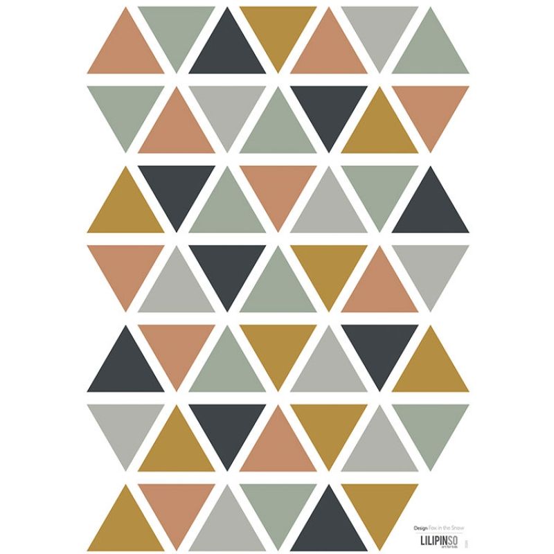 Planche de stickers A3 de triangles gris camel bleu foncé Lilipinso