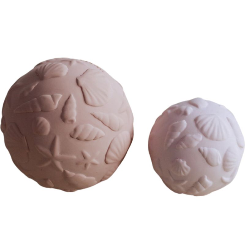 Lot de 2 balles sensorielles en hévéa Coquille Natruba Produit 1 grande taille