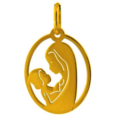 Médaille ovale ajourée Vierge maternité (or jaune 750°)