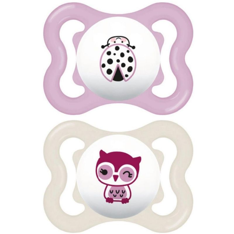 Lot de 2 sucettes Supreme en silicone Coccinelle et chouette (2-6 mois) MAM