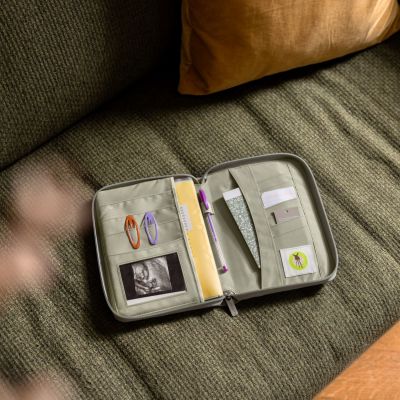 Protège carnet de santé coutures à vagues menthe