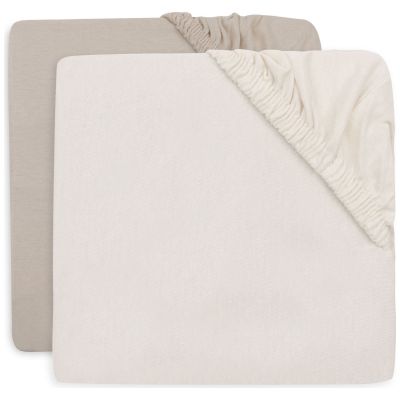 Lot de 2 draps housses en jersey Oatmeal-Sandy (70 x 140 cm) Jollein