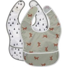 Lot de 2 bavoirs à poche Little Forest Renard  par Lässig 