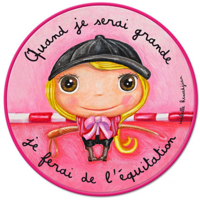 Tapis rond Quand je serai grande je ferai de l'équitation (80 cm) Isabelle Kessedjian