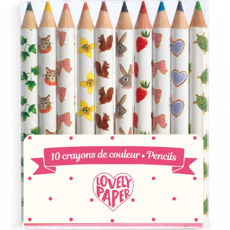 Lot de 10 mini crayons de couleur Aiko Djeco