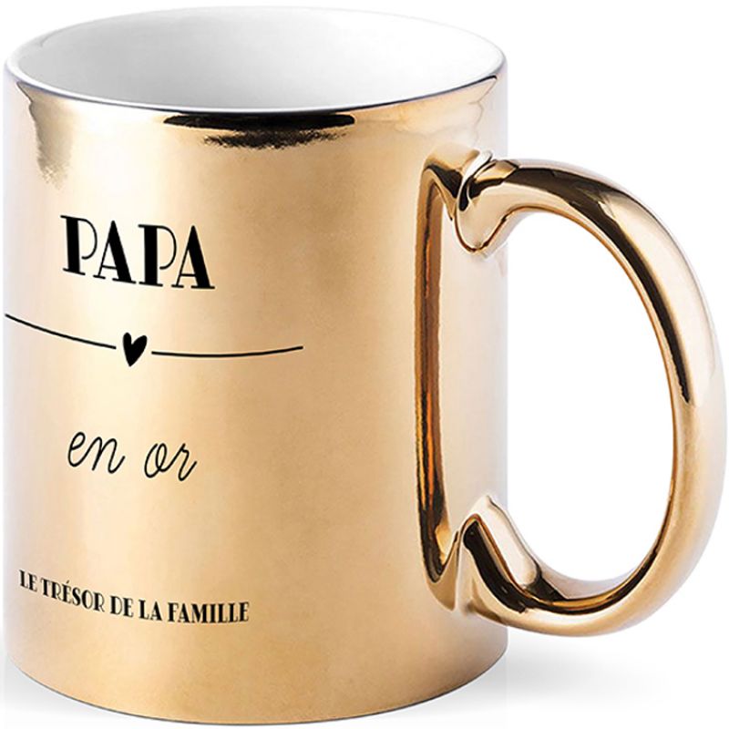 Mug métallisé doré Papa en or Signature Label Tour