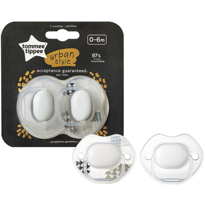 Lot de 2 sucettes anatomiques nouveau-né Closer to nature Urban style (0-6 mois) Tommee Tippee