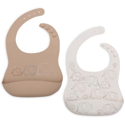 Lot de 2 bavoirs en silicone Elephant Tales Jollein