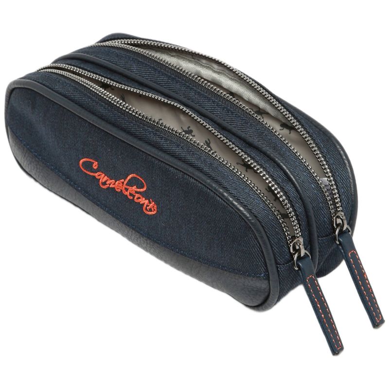 Trousse 2 compartiments Navy Orange Stitching Caméléon Produit ouvert 3