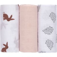 Lot de 3 langes en mousseline Little Forest Lapin (60 x 60 cm)