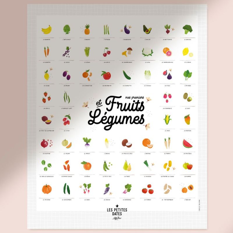 Affiche Mes premiers fruits et légumes (40 x 50 cm) Les Petites Dates