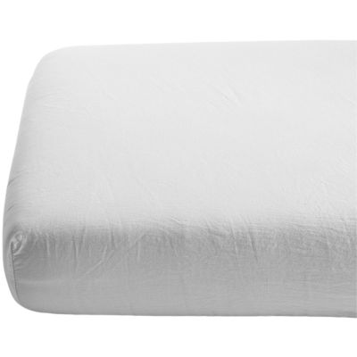 Drap housse satin de coton bio Blanc craie (60 x 120 cm)  par Kadolis