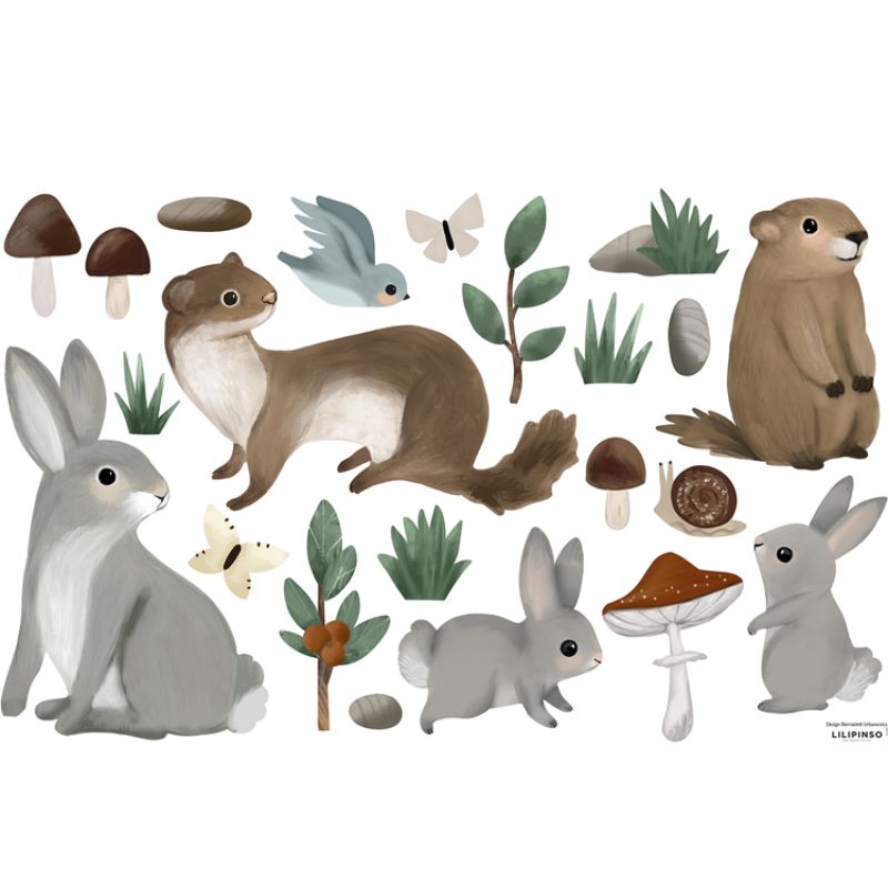 Planche de stickers M Animaux de la montagne (64 x 90 cm) Lilipinso