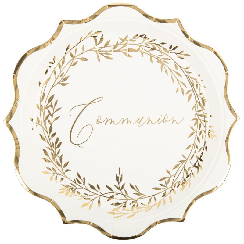 Lot de 8 assiettes en carton Communion Jolis Brins Arty Fêtes Factory