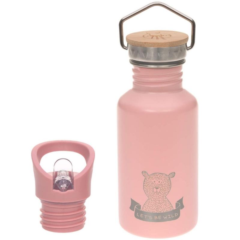 Gourde en inox rose ours Adventure (500 ml) Lässig