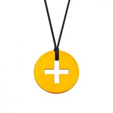 Collier cordon mini bijou croix grecque (or jaune 18 carats)  par Maison La Couronne