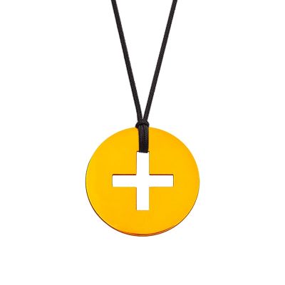 Collier cordon mini bijou croix grecque (or jaune 18 carats)  par Maison La Couronne