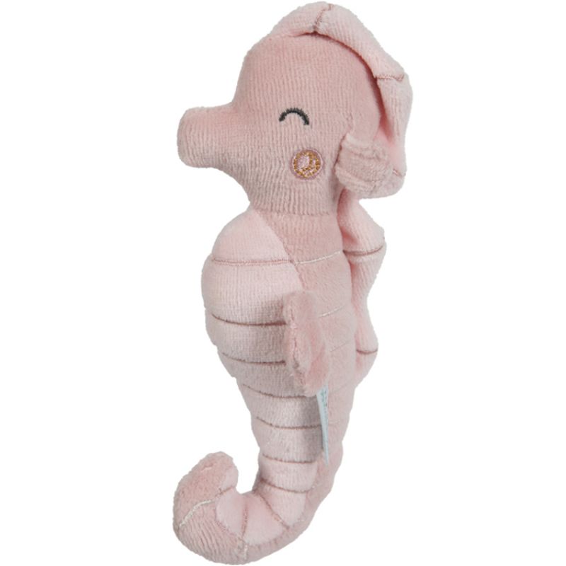 Hochet peluche Hippocampe Ocean pink (17 cm) Little Dutch