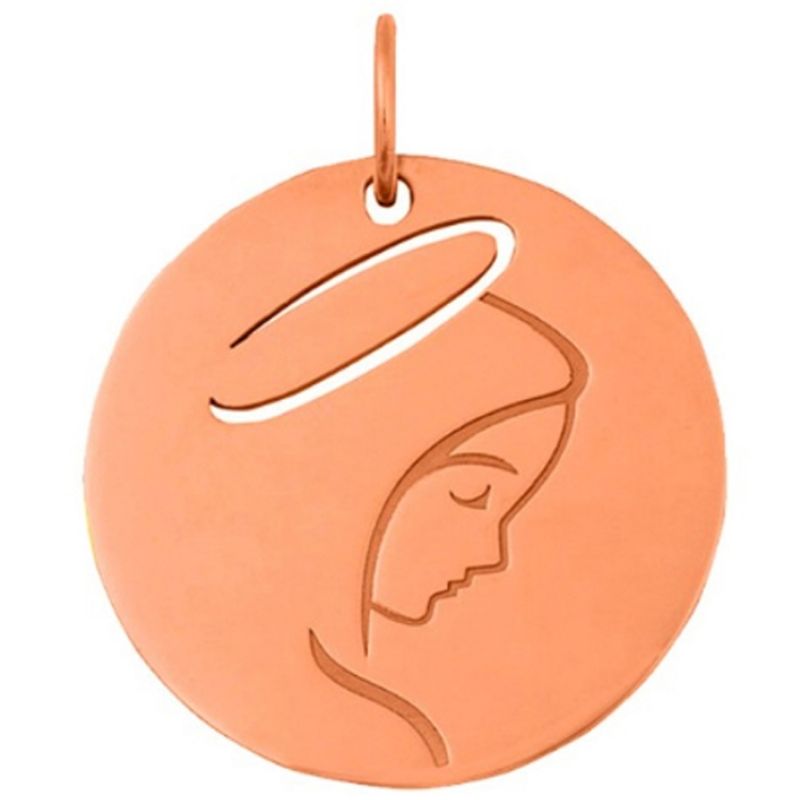 Médaille Vierge de profil (or rose 18 carats) Maison La Couronne
