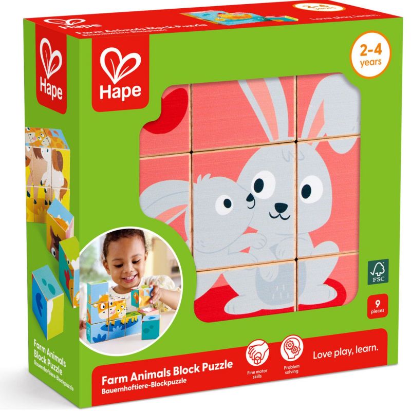 Puzzle cube animaux de la ferme Hape Packaging 9
